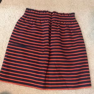 J. CREW navy/orange striped mini skirt